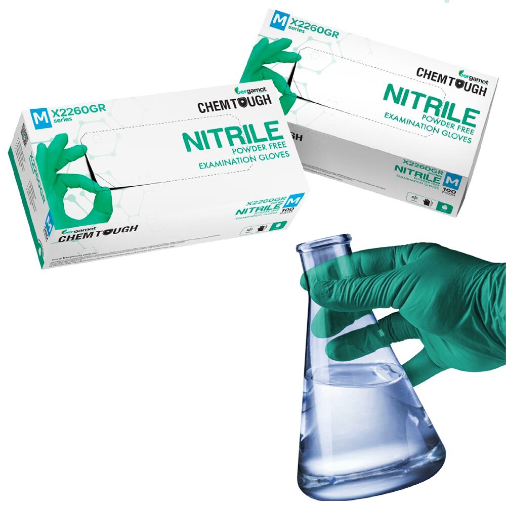 Chem Tough Green Nitrile Powder Free Gloves